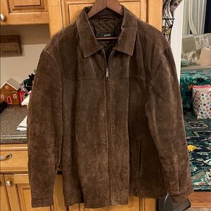 Alfani Men's Brown Suede Leather Jacket